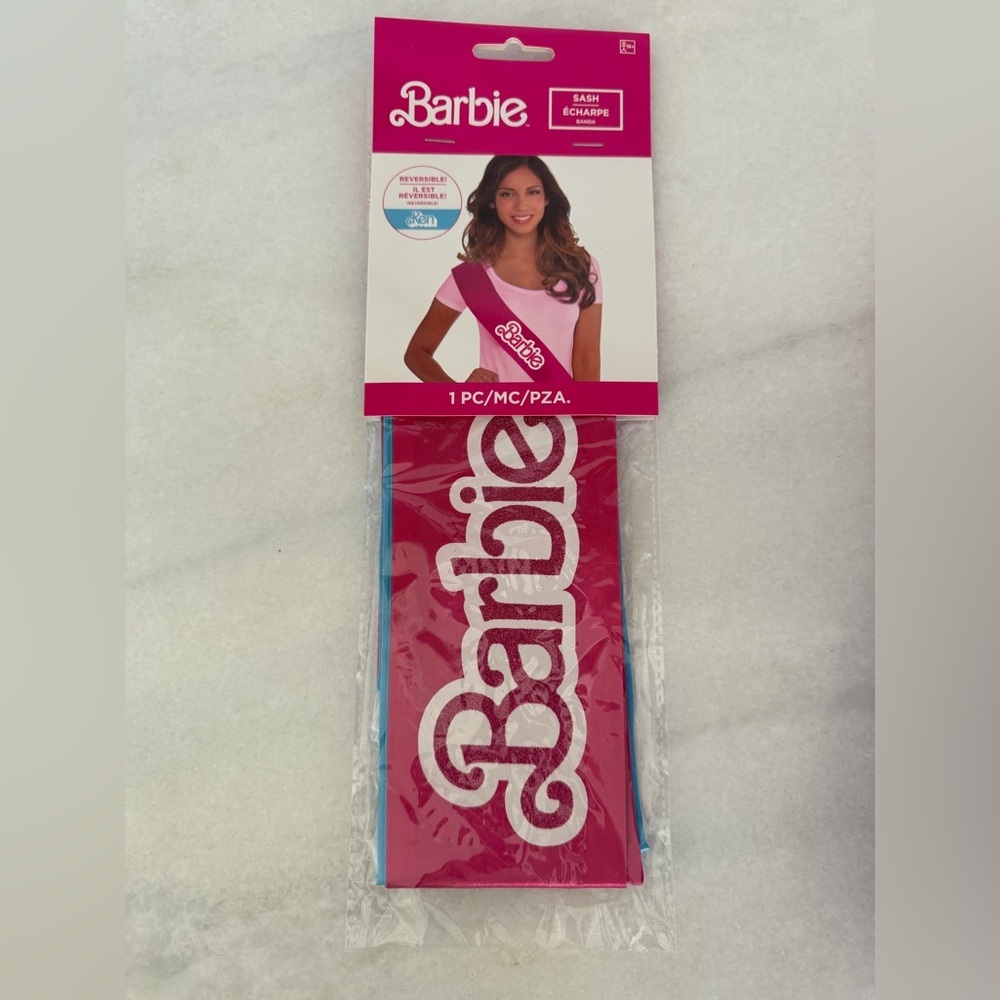 Barbie | Reversible Barbie Ken Pink Blue Celebration Sash | 60in - Picture 2 of 7